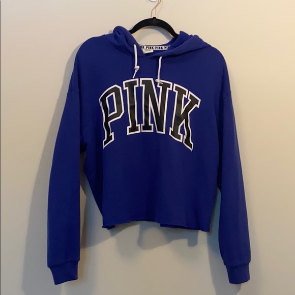PINK Victoria's Secret Sweaters - Cropped blue hoodie